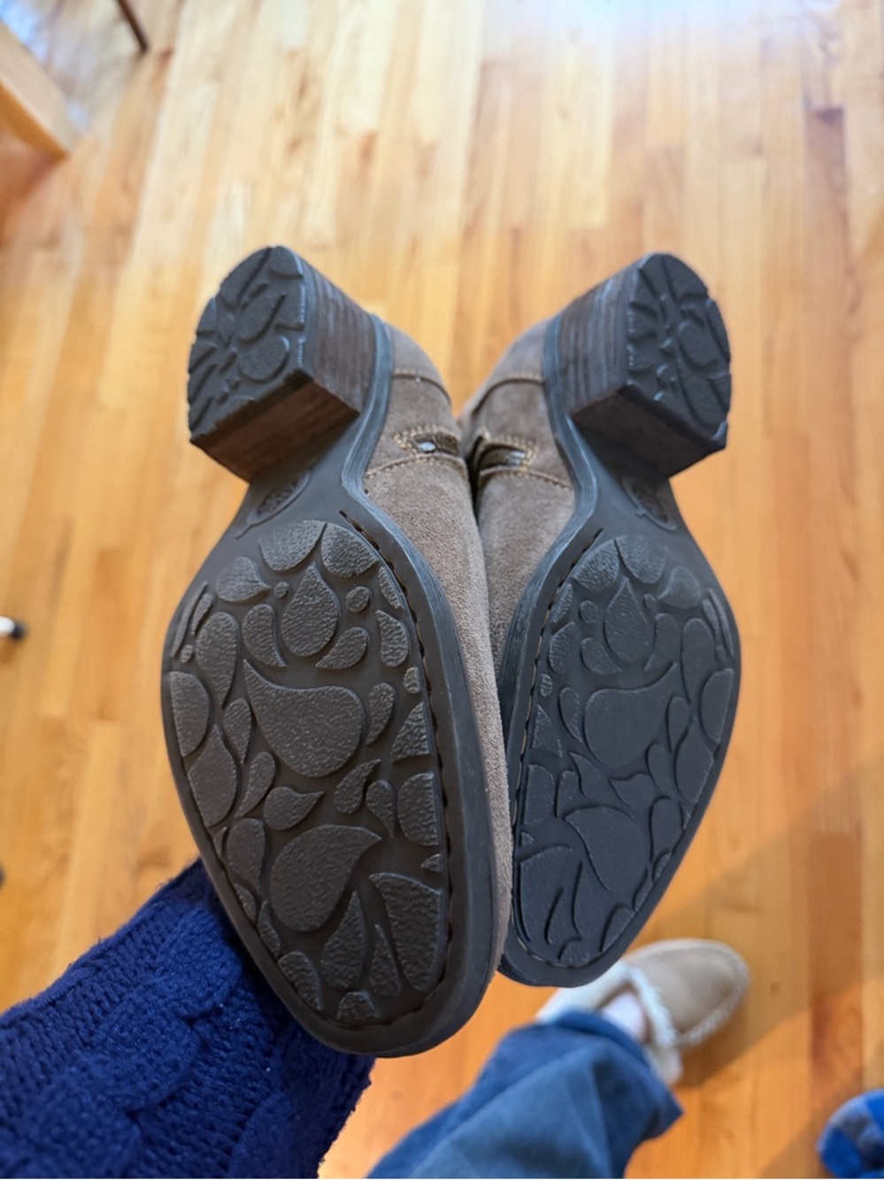 Born Taupe Suede Ankle Booties with Side Zip - Picture 6 of 8